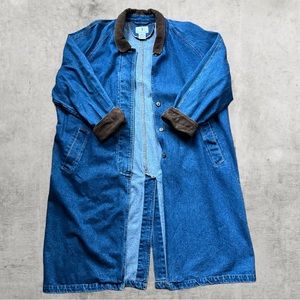 Vintage oversized long denim corduroy duster jacket